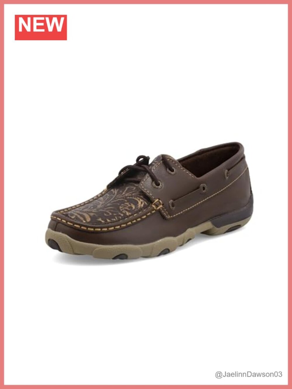 Twisted X Women's Leather Boat Shoe Driving Moc Lace-Up Comfort